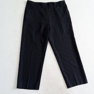 St John black linen blend pleated cropped pants